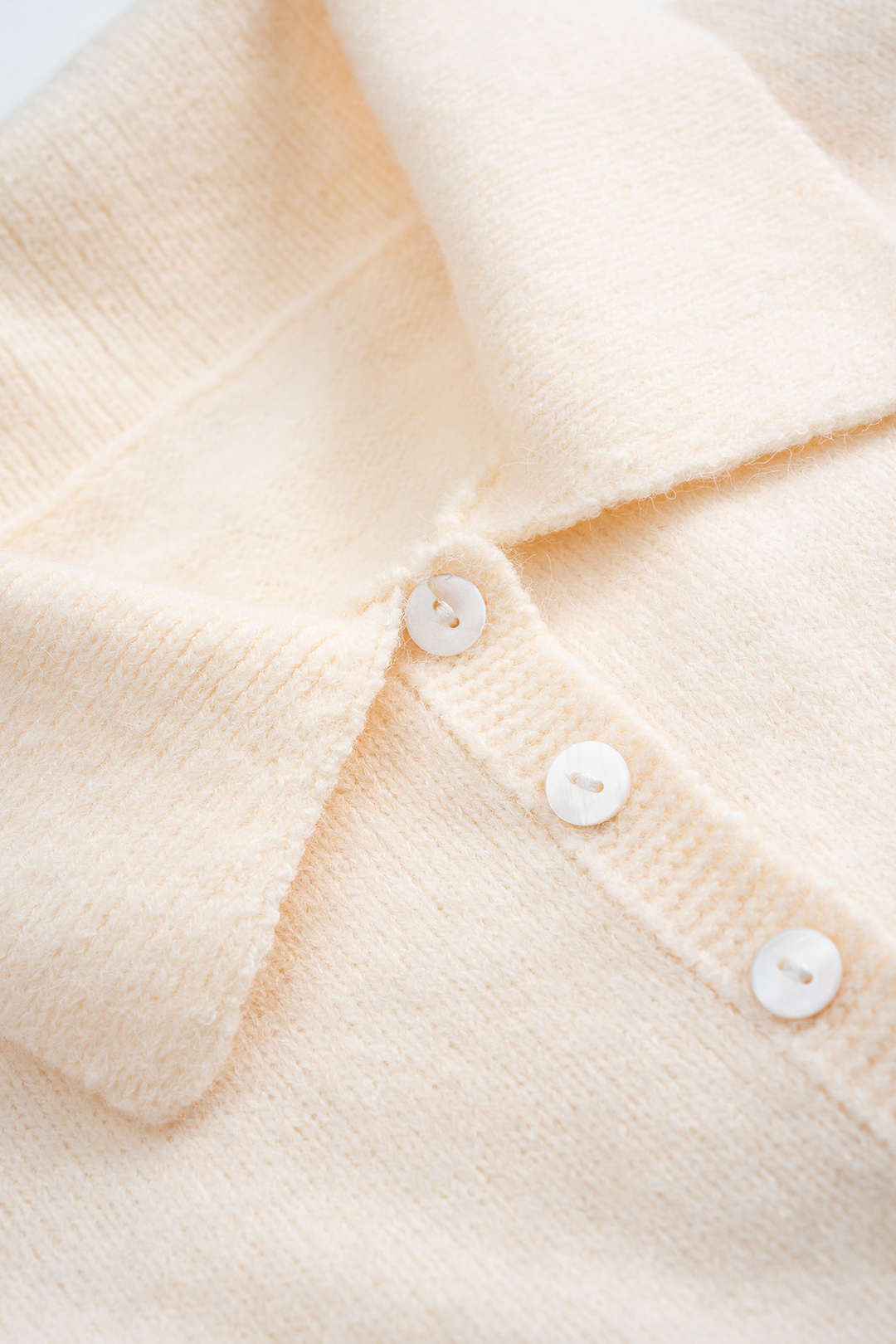 Knit Button Lapel Long-Sleeve Top And Shorts Set - Image 3