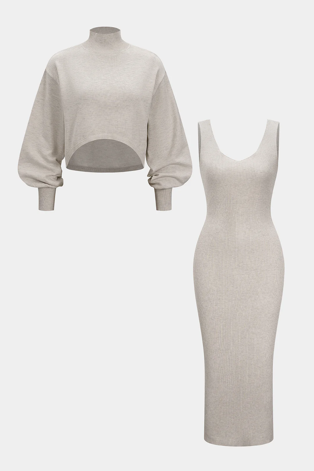 Knit Sweater And V-Neck Tank Dress Set