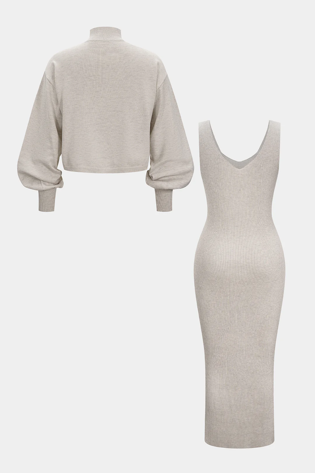 Knit Sweater And V-Neck Tank Dress Set - Image 2