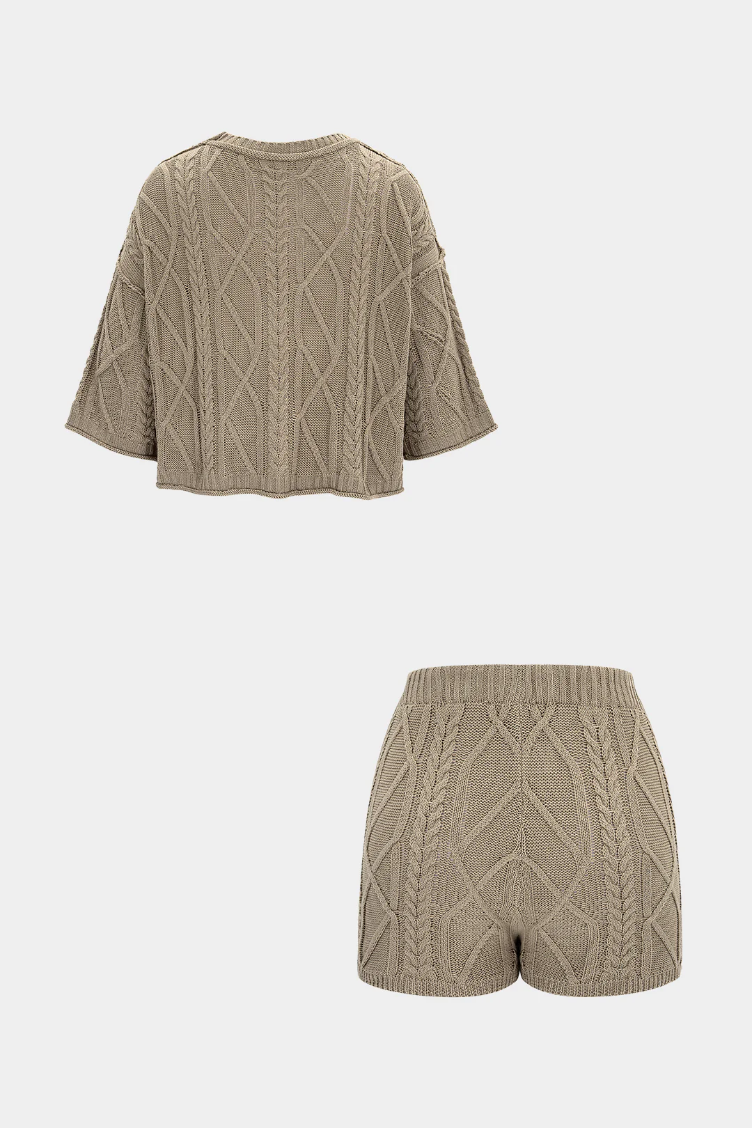 Knit Round Neck Short Sleeve Top And Shorts Set - Image 2