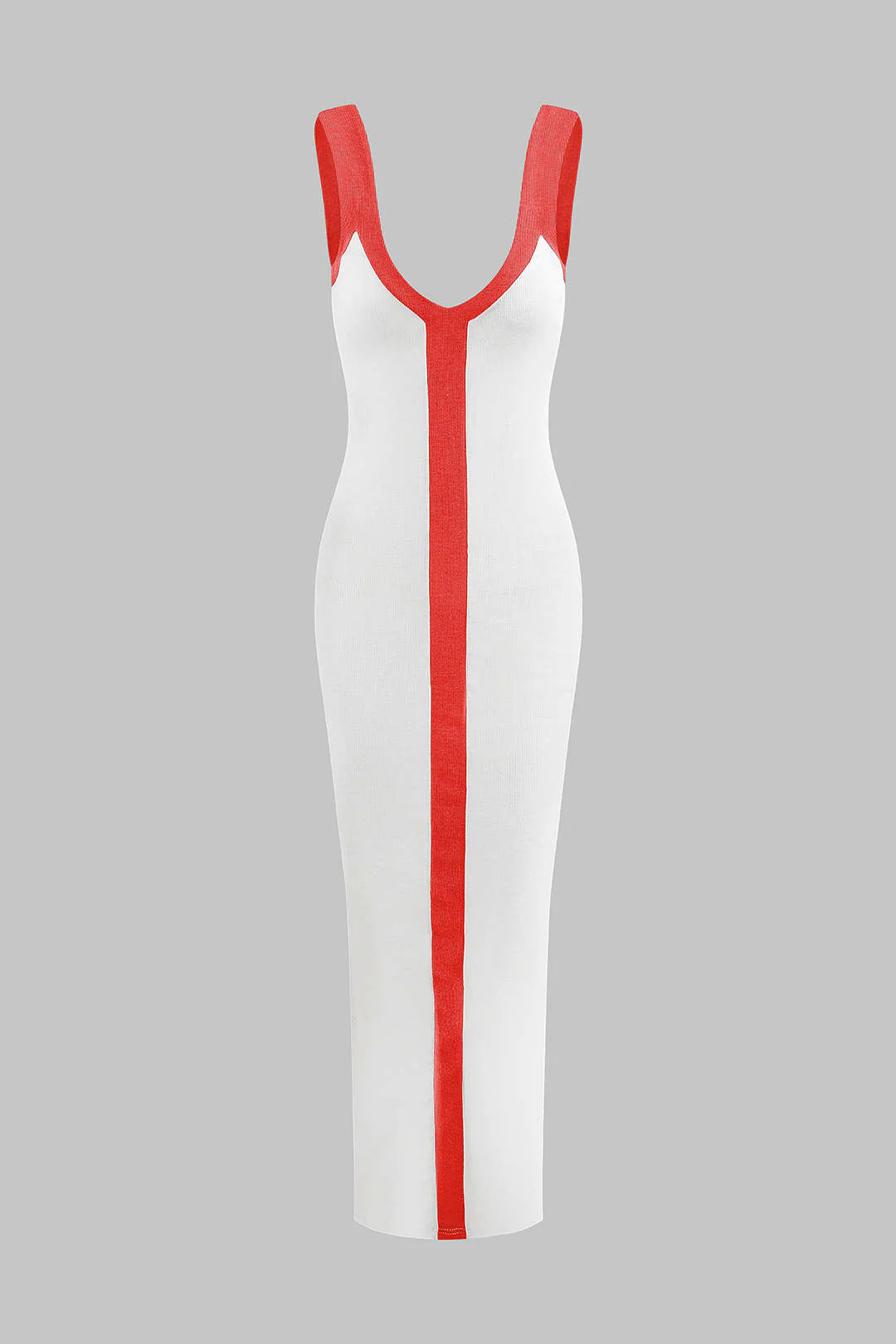 Colorblock V-neck Ribbed Split Maxi Dress - Image 10