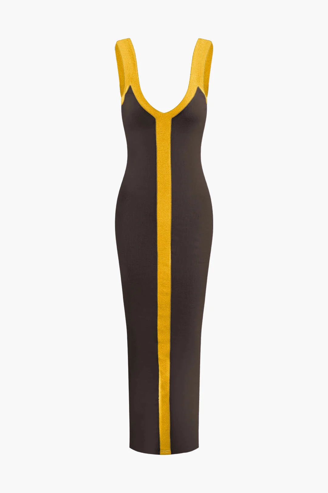Colorblock V-neck Ribbed Split Maxi Dress - Image 14