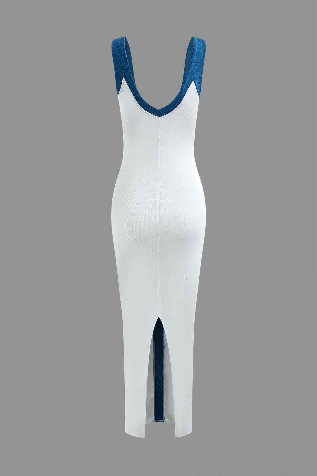 Colorblock V-neck Ribbed Split Maxi Dress - Image 3