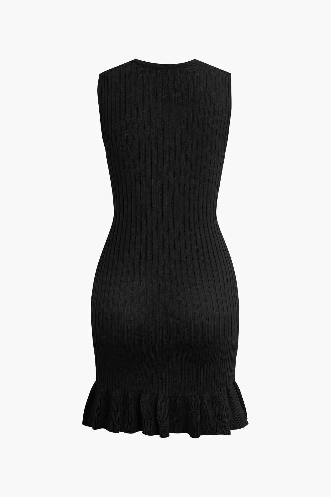 Ruffle Hem Sleeveless Knit Mini Dress - Image 2