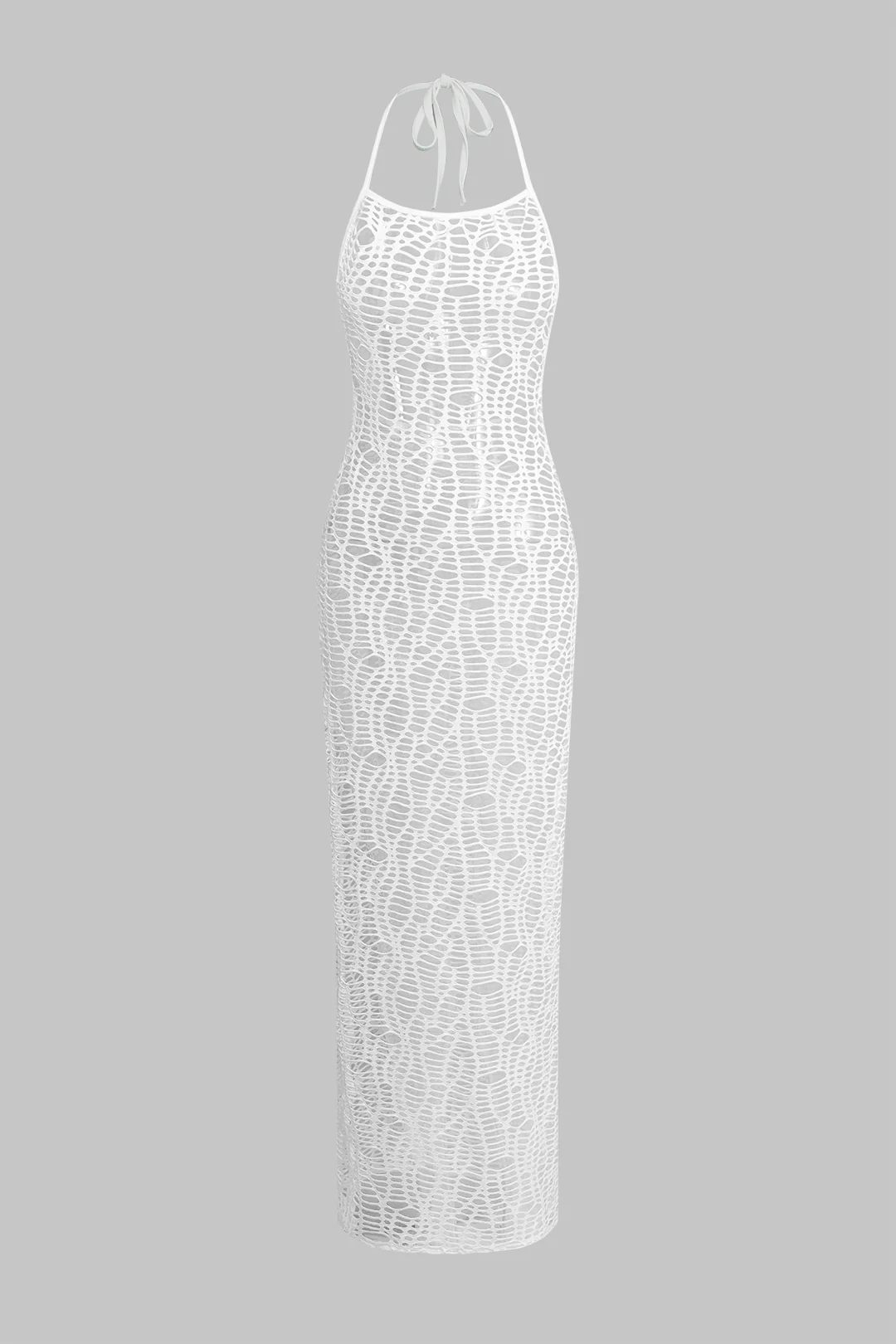 Textured Halter Neck Bikini And Open Knit Cover Up Set - Image 5