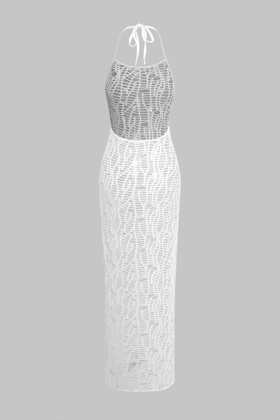 Textured Halter Neck Bikini And Open Knit Cover Up Set - Image 6
