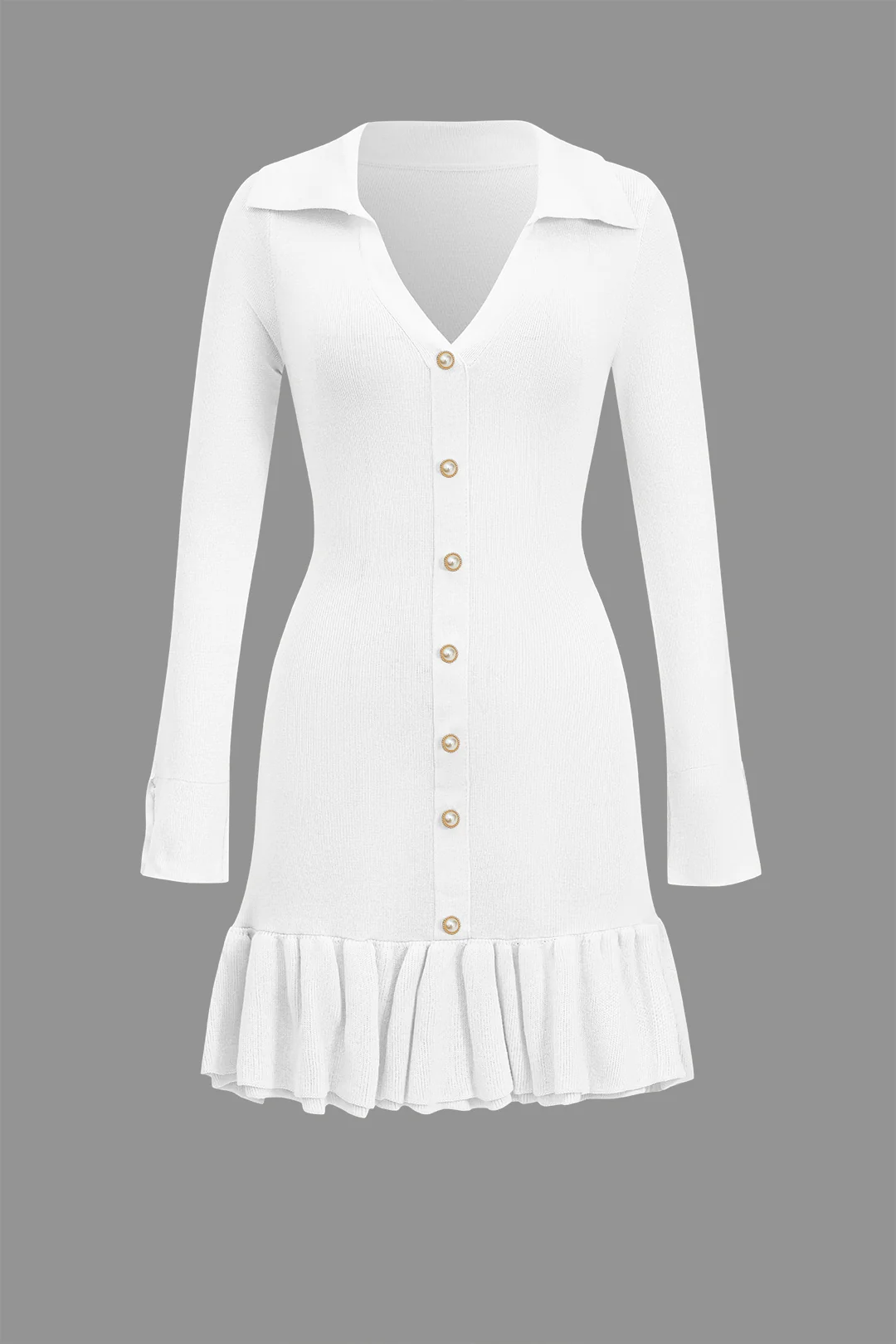 Contrast Knit Bowknot Back Pleated Mini Dress - Image 9