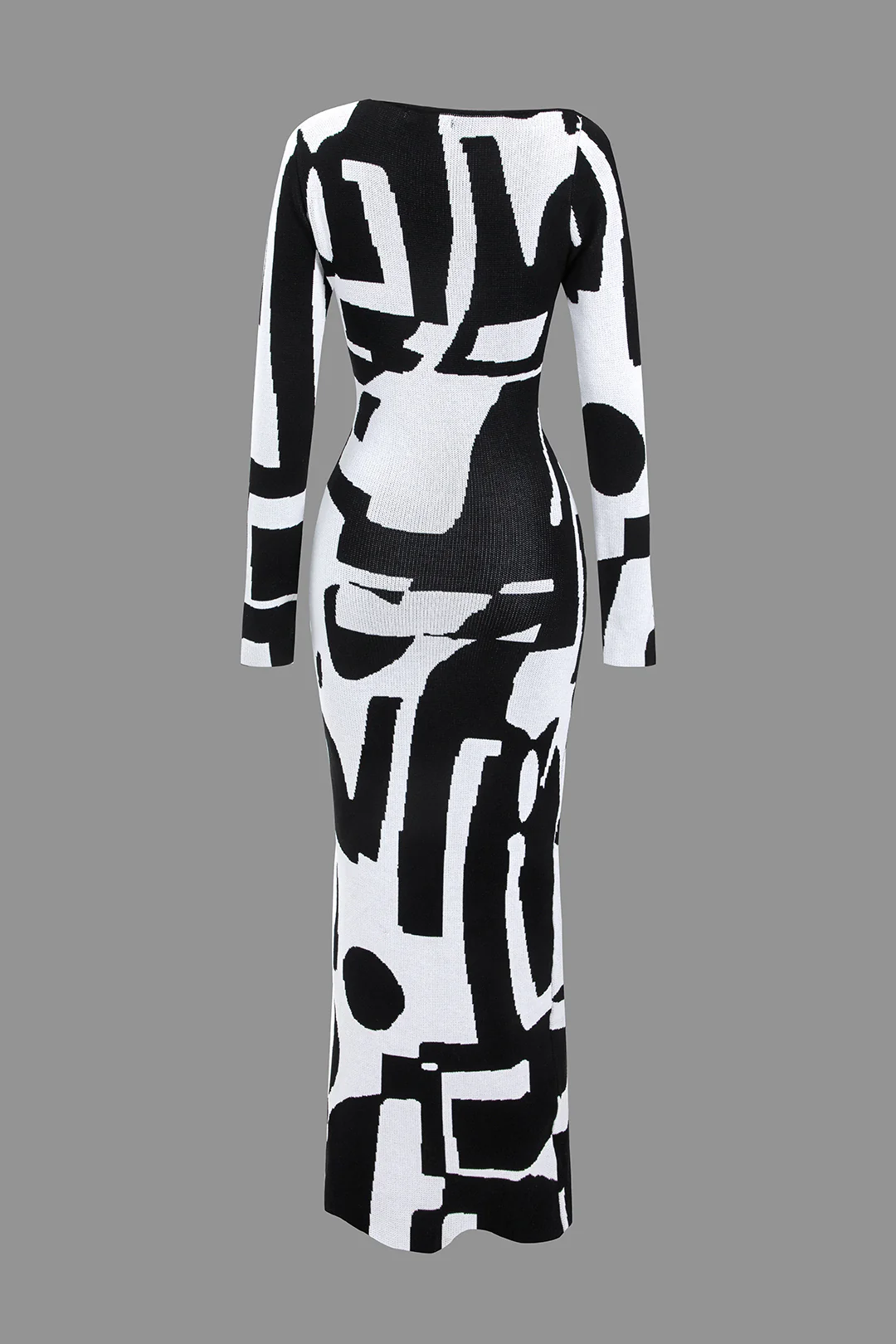 Color Block Cut Out Slit Long-Sleeve Sweater Dress - Image 3