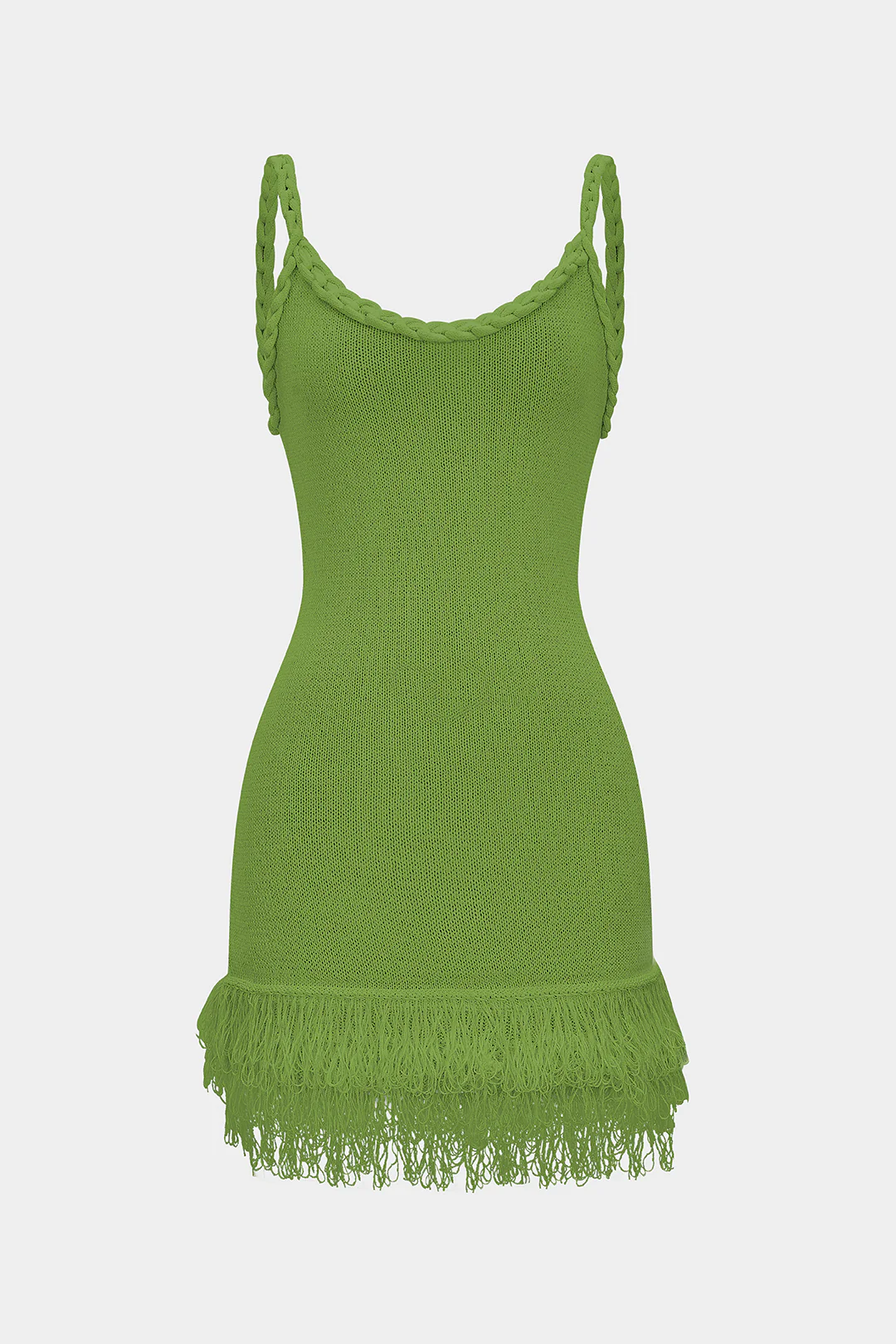 Knit Fringe Braided Backless Slip Sleeveless Dress - Image 6