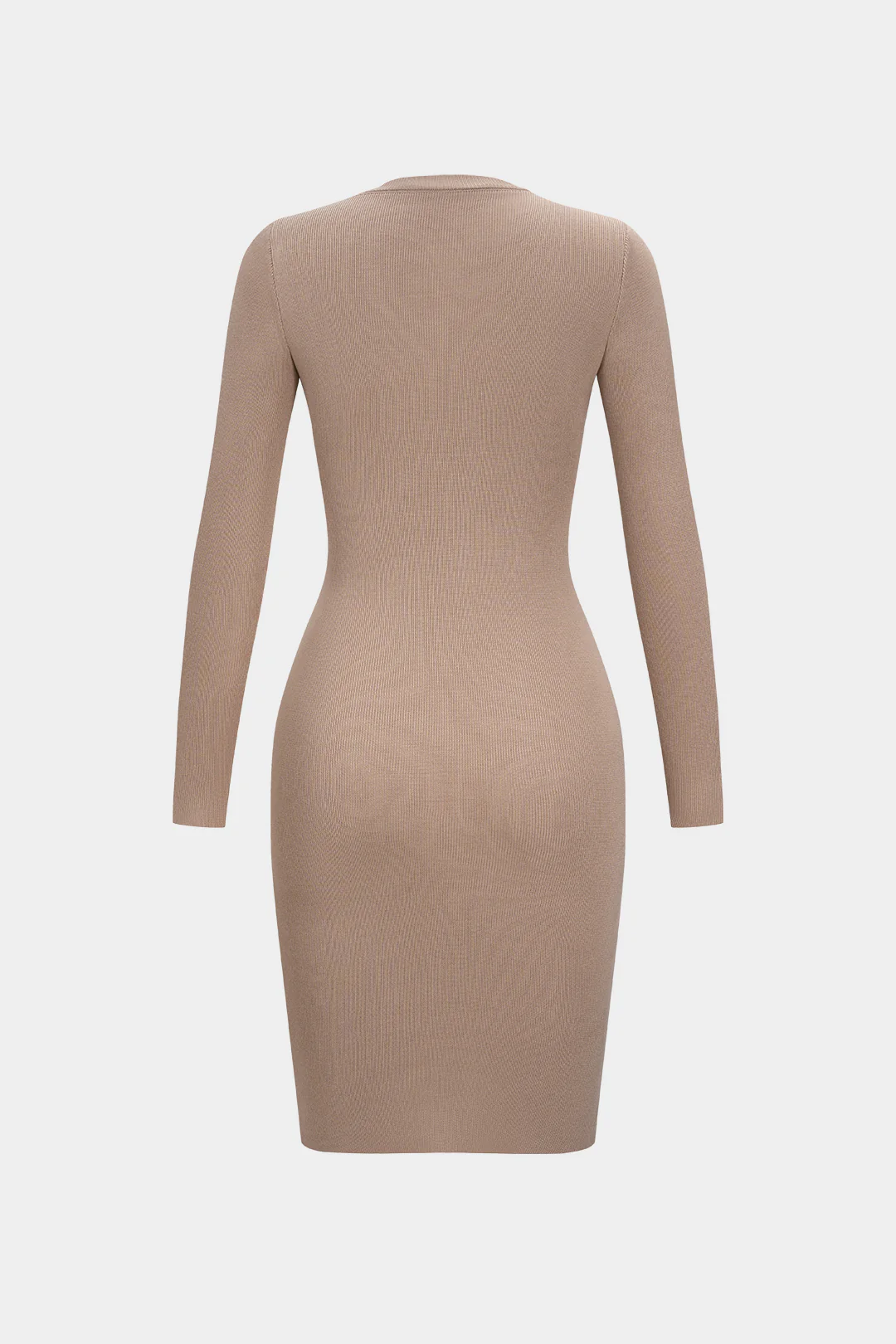 Knit Asymmetrical Zipper Long Sleeve Dress - Image 2