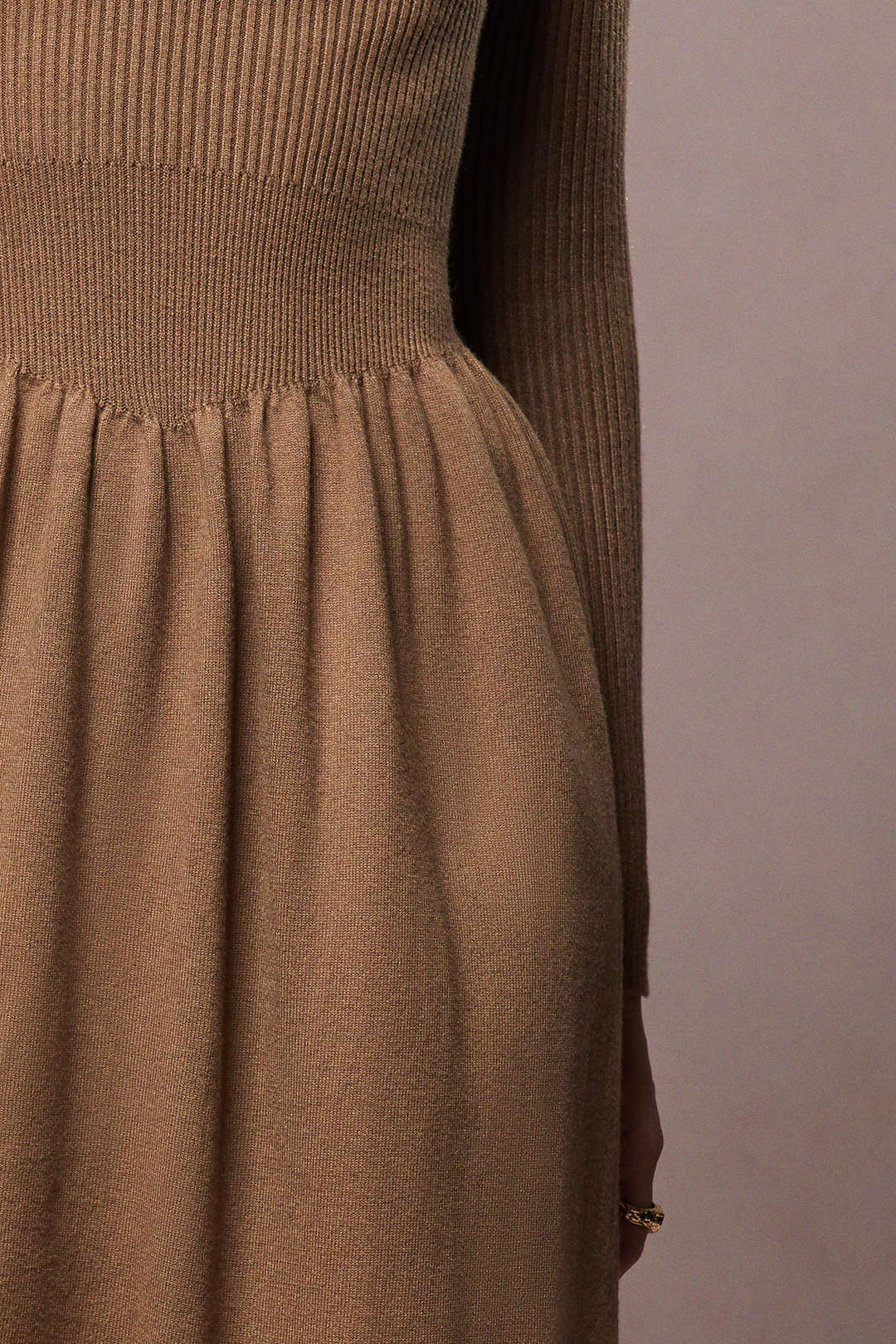 Knit Ruched High-Waisted Long Sleeve Dress - Image 4