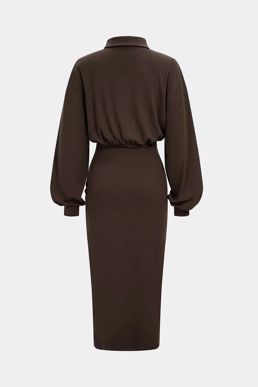 Knit Solid Button Long Sleeve Midi Dress - Image 2