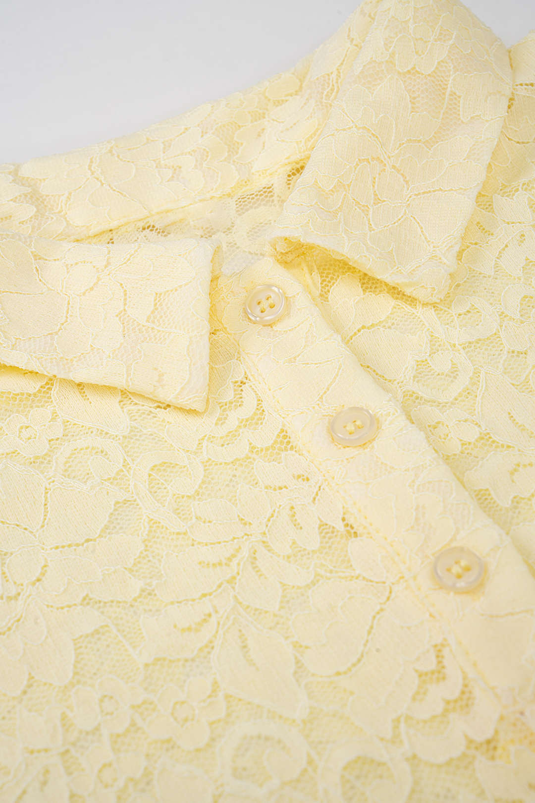 Knit Patchwork Floral Lace Polo Collar Short-Sleeve Top - Image 4