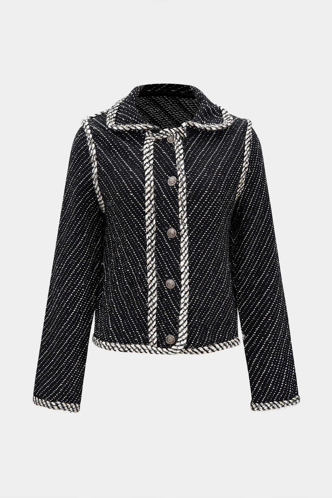 Knit Contrast Metallic Button Lapel Outerwear