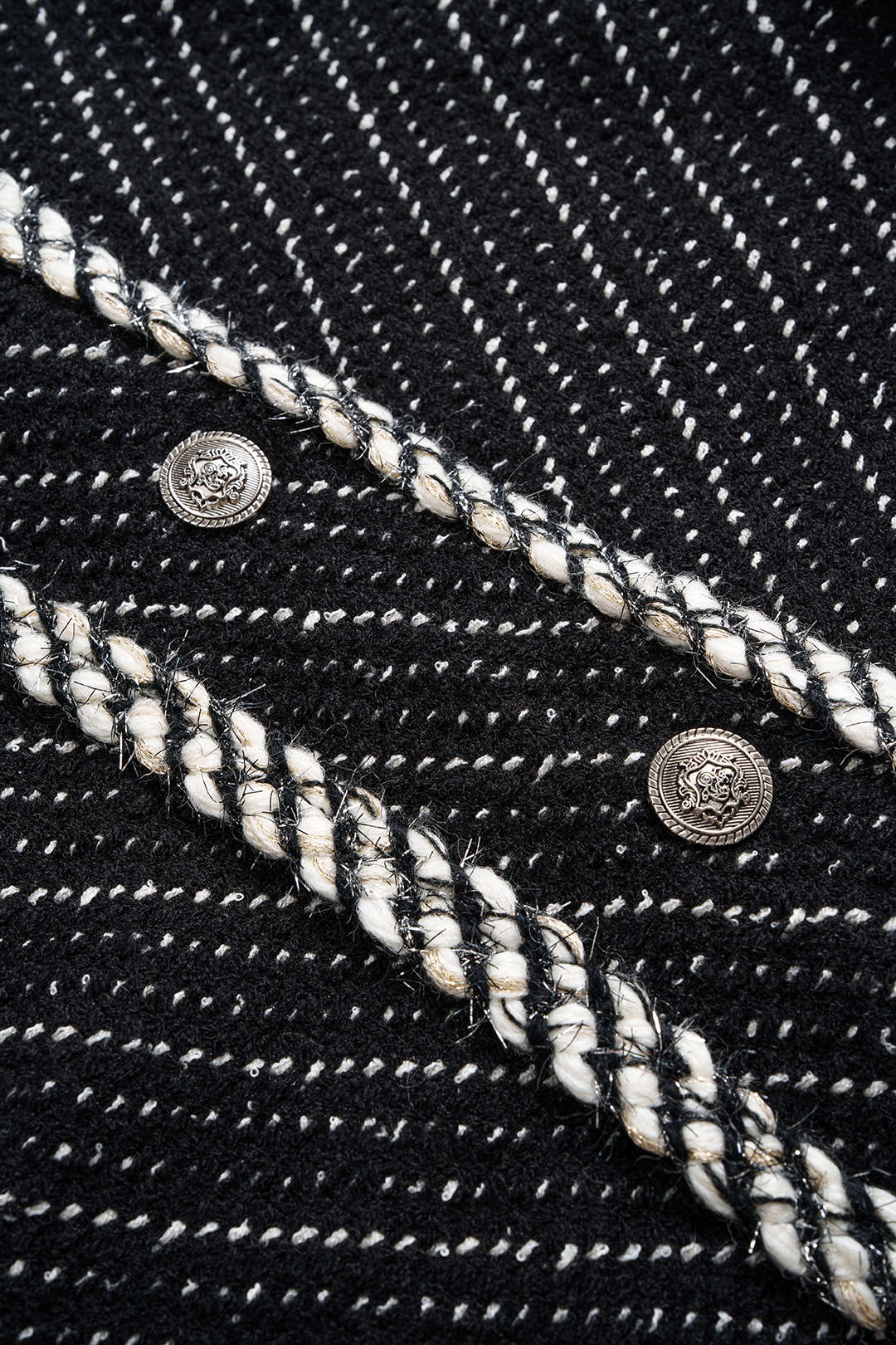 Knit Contrast Metallic Button Lapel Outerwear - Image 4