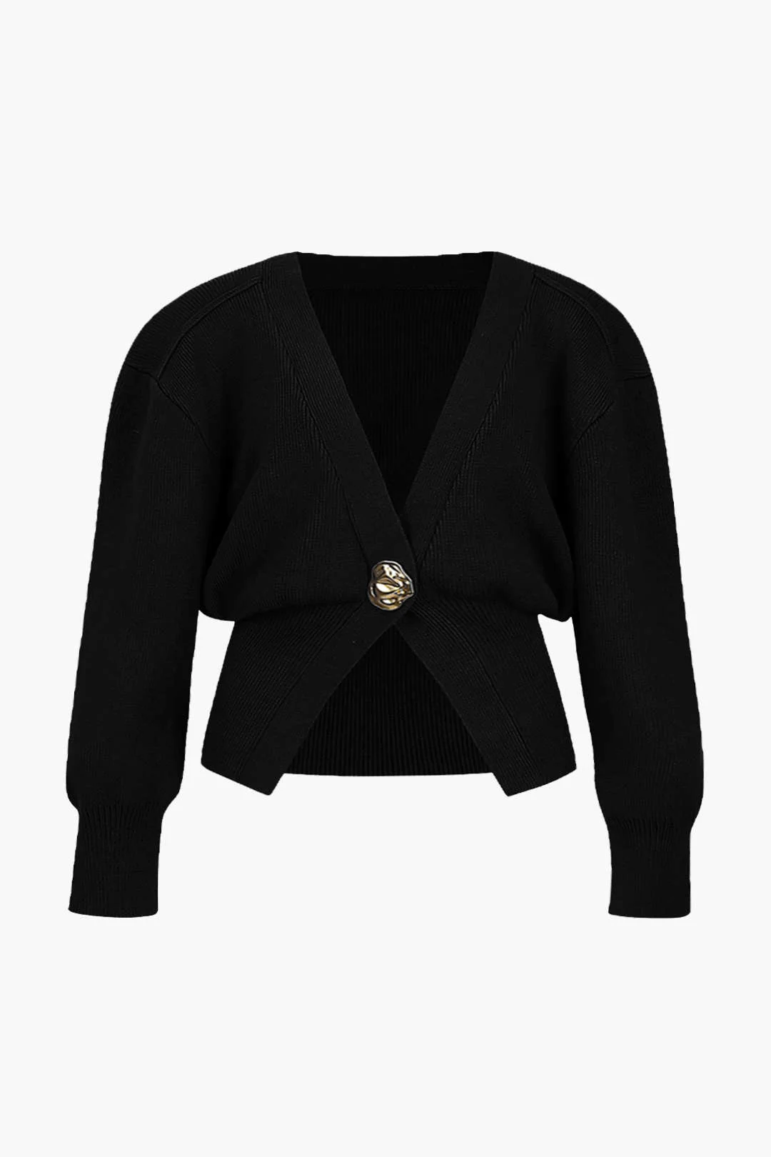 Plus Size Solid Knit V-neck Cardigan - Image 5