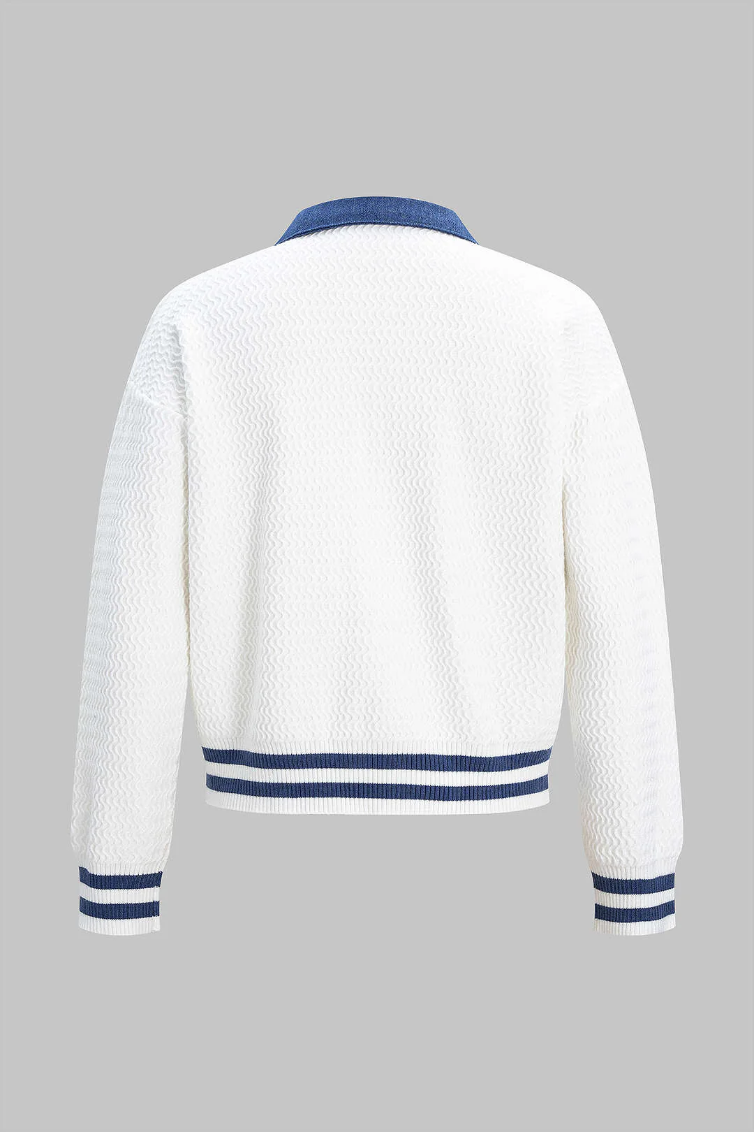 Knit Metallic Button Contrast Sweater Cardigan - Image 3