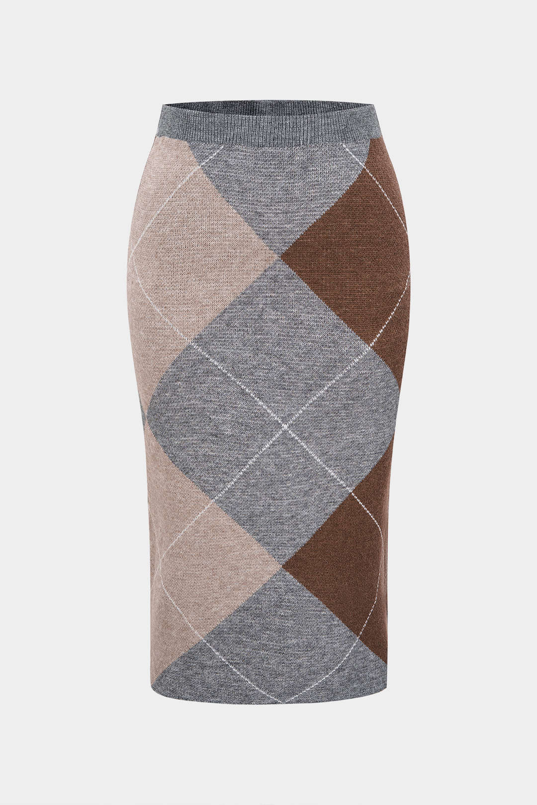 Plus Size Knit Contrast Plaid Print Skirt