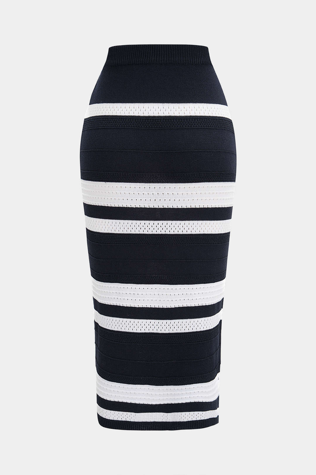 Knit Contrast Striped Hollow Out Skirt - Image 2