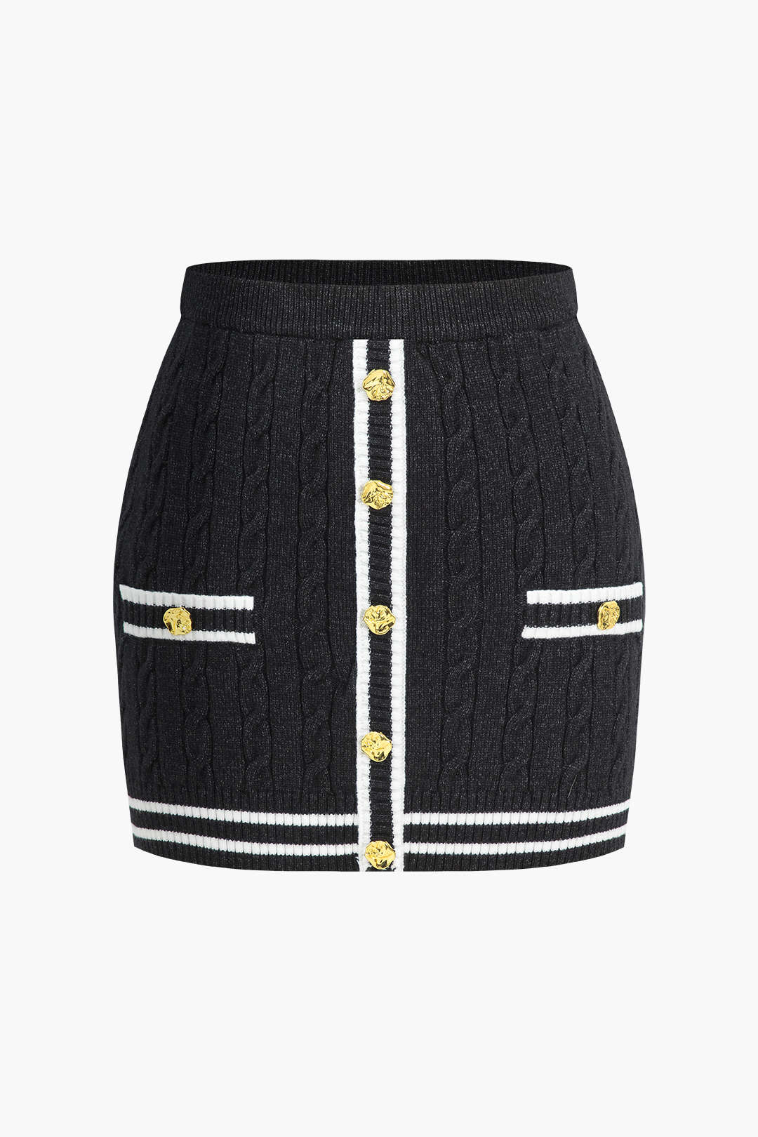 Color Block Print Knit Button Skirt - Image 9