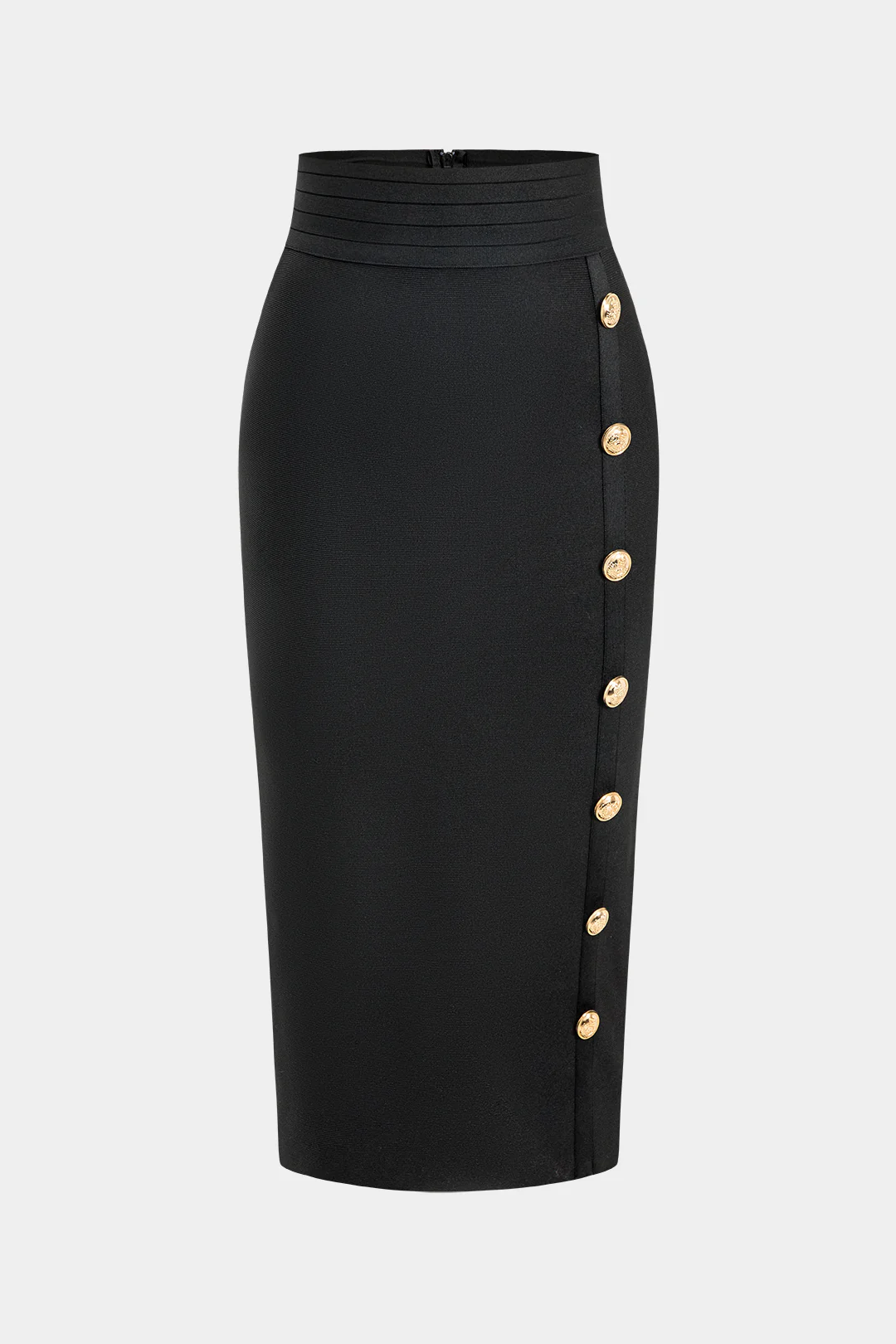 Solid Knit Asymmetrical Button Skirt