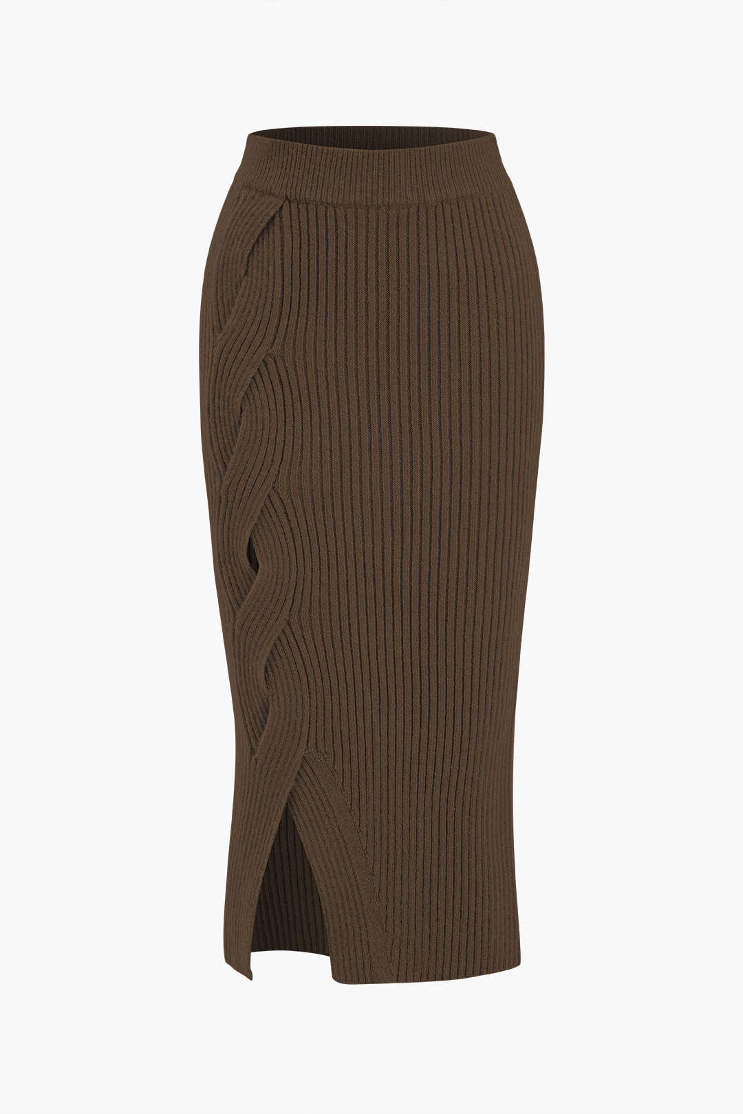 Crossed Sweater Asymmetrical Midi Skirt - Image 5