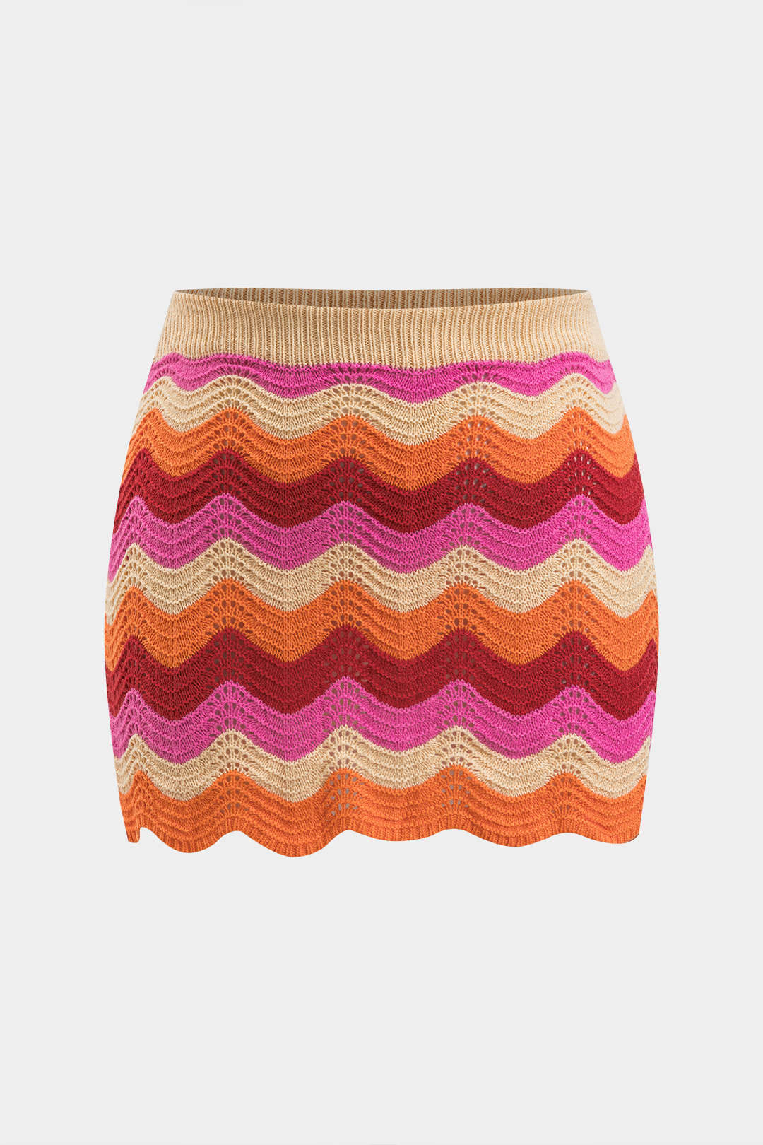 Plus Size Contrast Knit Cut Out Skirt