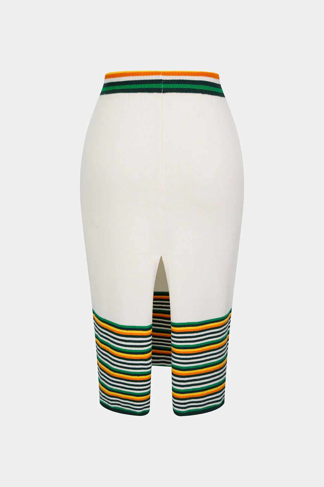 Knit Stripes Contrast Print Slit Skirt - Image 2