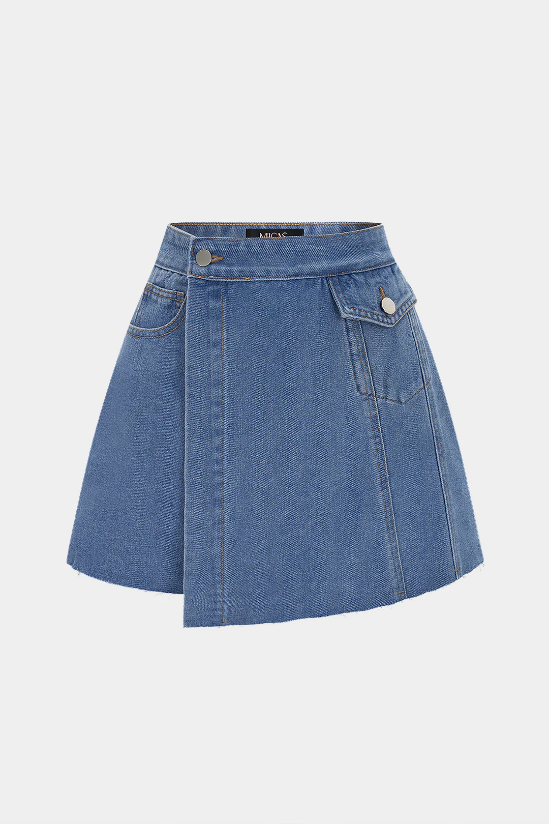 Denim Asymmetrical Pocket Shorts