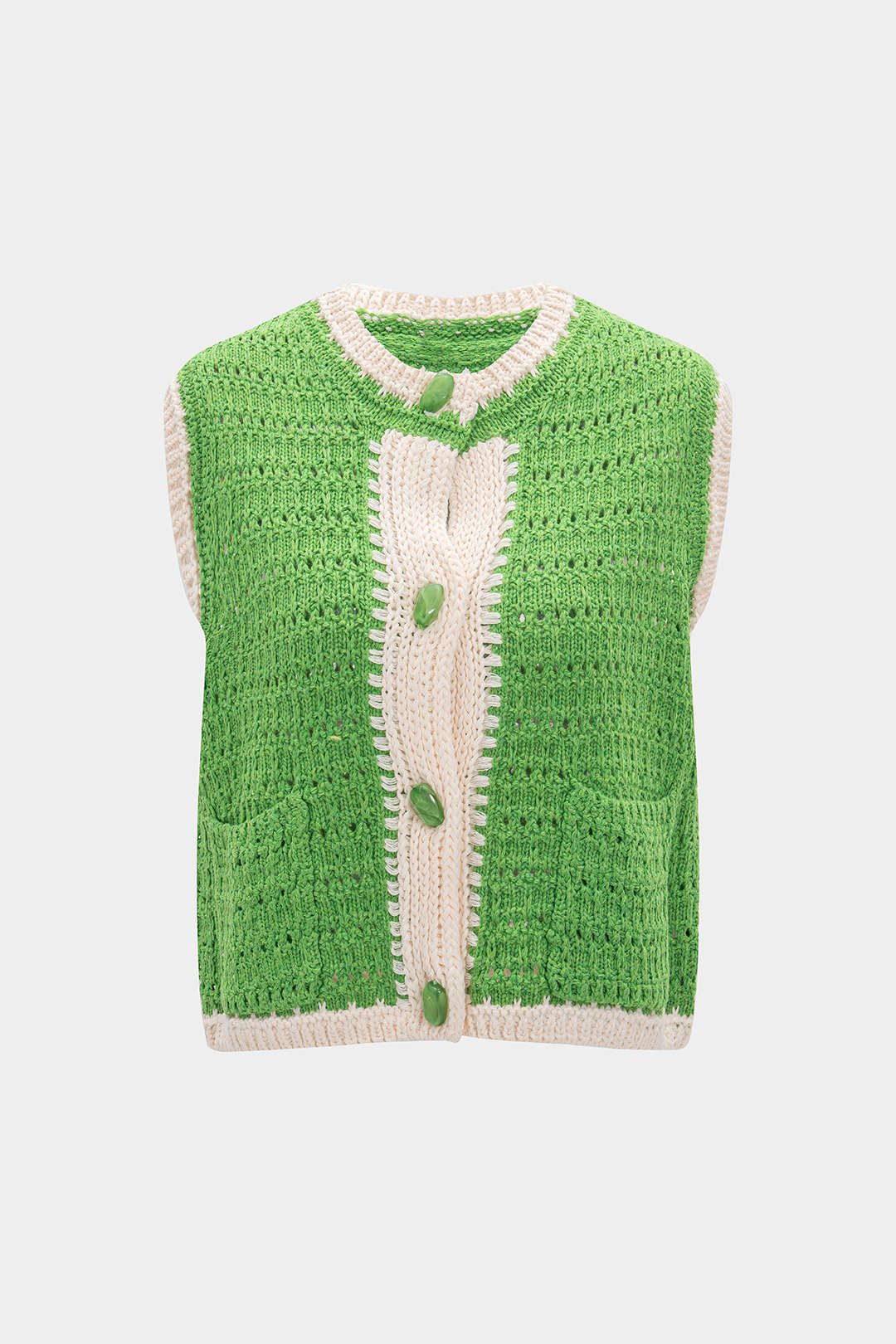 Knit Button Hollow Out Vest