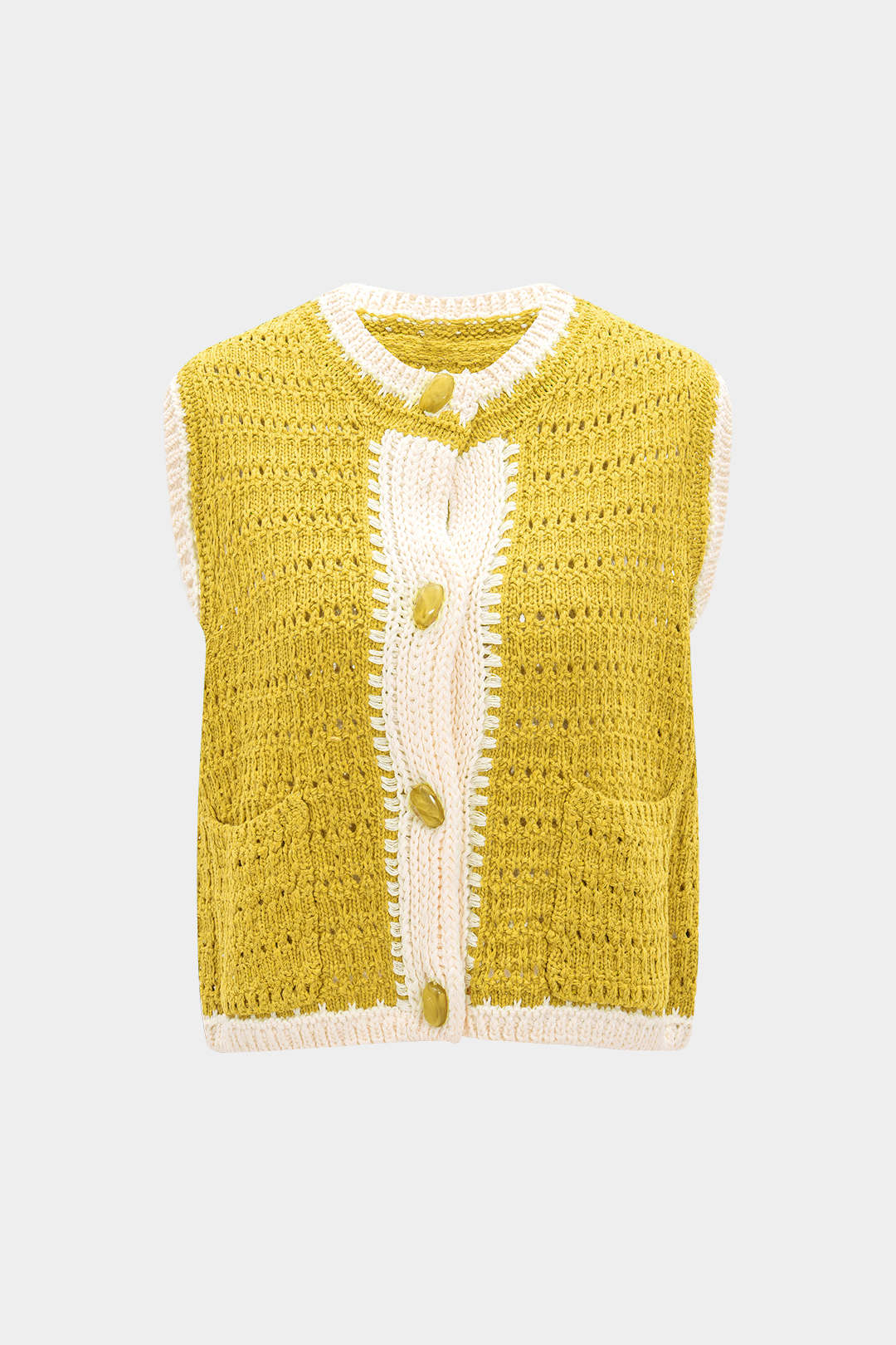 Knit Button Hollow Out Vest - Image 6