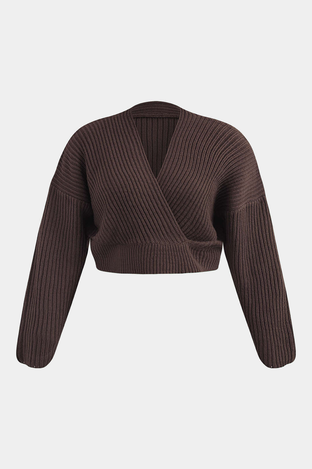 Plus Size Ribbed Knit Crop  Long-Sleeve Top - Image 5