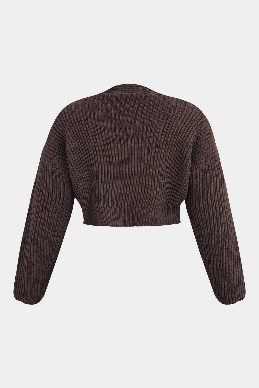 Plus Size Ribbed Knit Crop  Long-Sleeve Top - Image 6