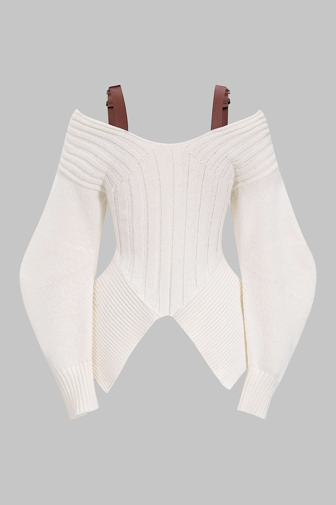 Knit Patchwork Cut Out Long-Sleeve Top - Image 2
