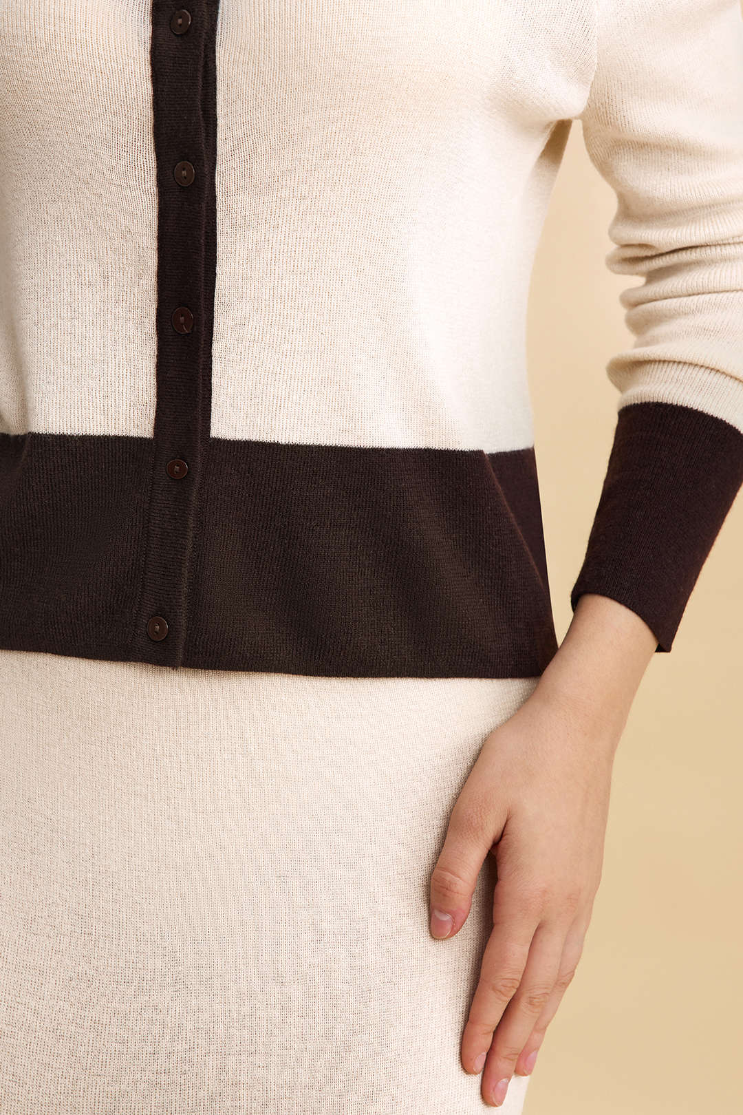 Knit Contrast Button Long-Sleeve Top - Image 3