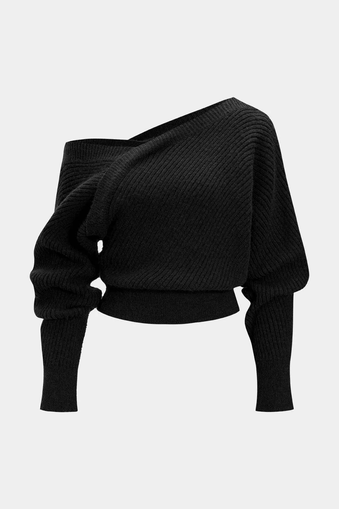 Knit Asymmetrical Ribbed Long-Sleeve Top - Image 10