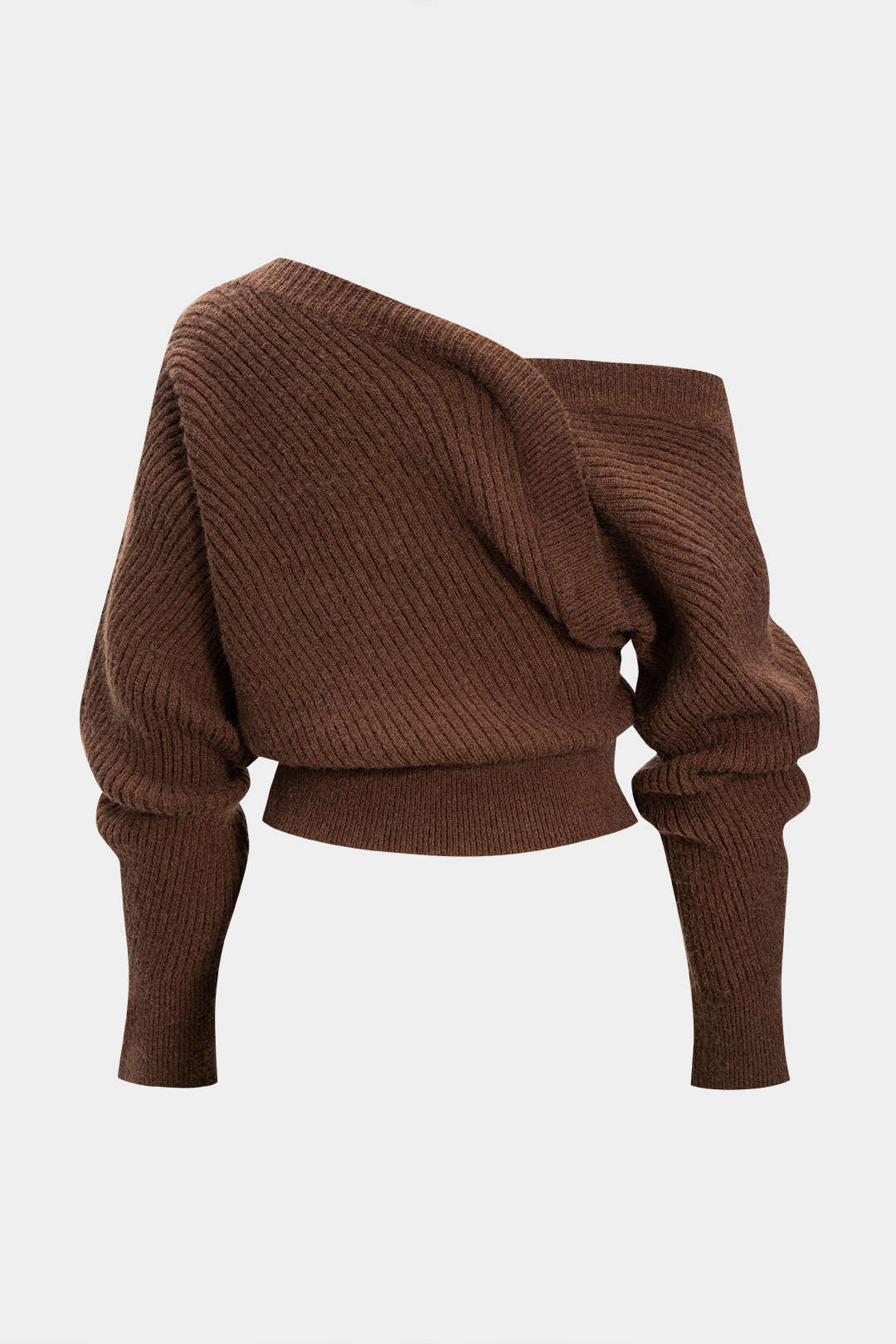Knit Asymmetrical Ribbed Long-Sleeve Top - Image 2