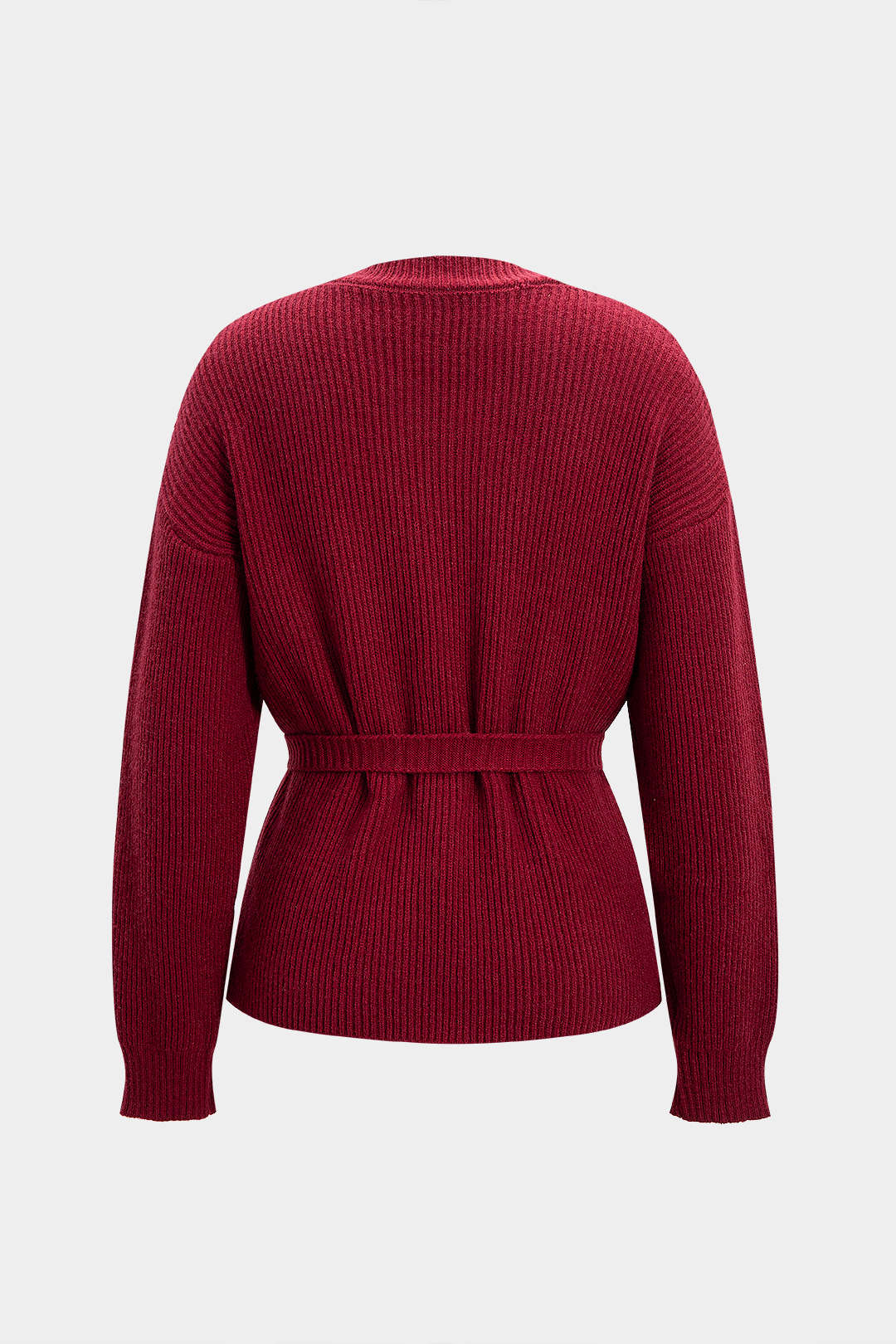 Knit Metallic Button Asymmetrical Tie-Up Pocket Cardigan - Image 2