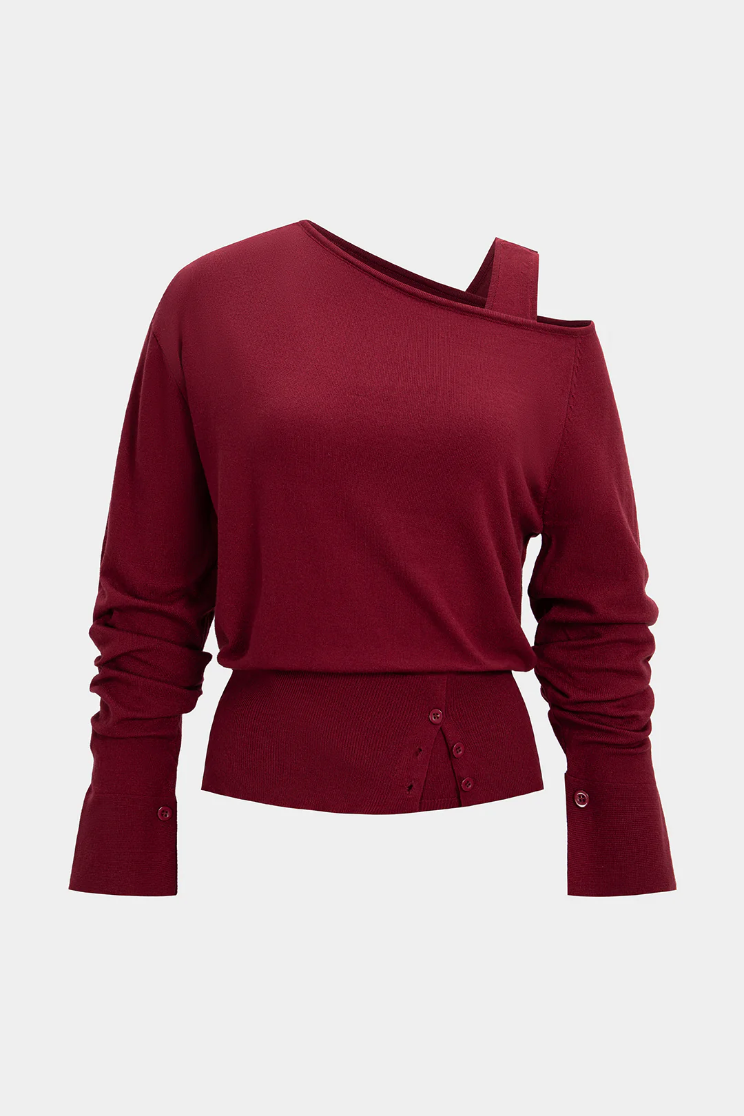 Knit Asymmetrical Long-Sleeve Top