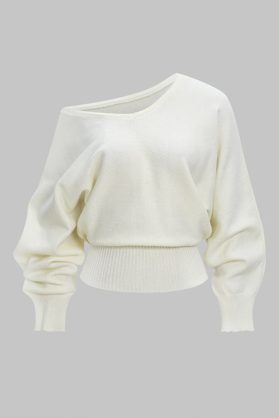 Knit One Shoulder Tie-Back Batwing Long-Sleeve Top