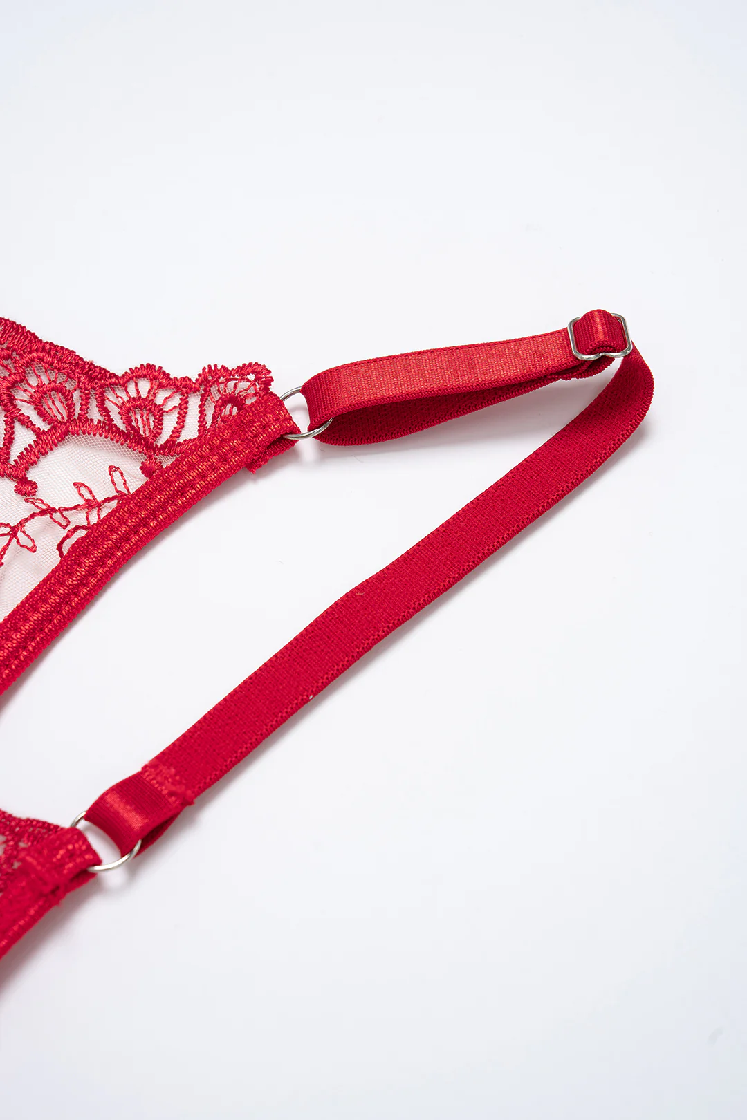 Embroidery Sheer Underwire Lingerie Garter Set - Image 7