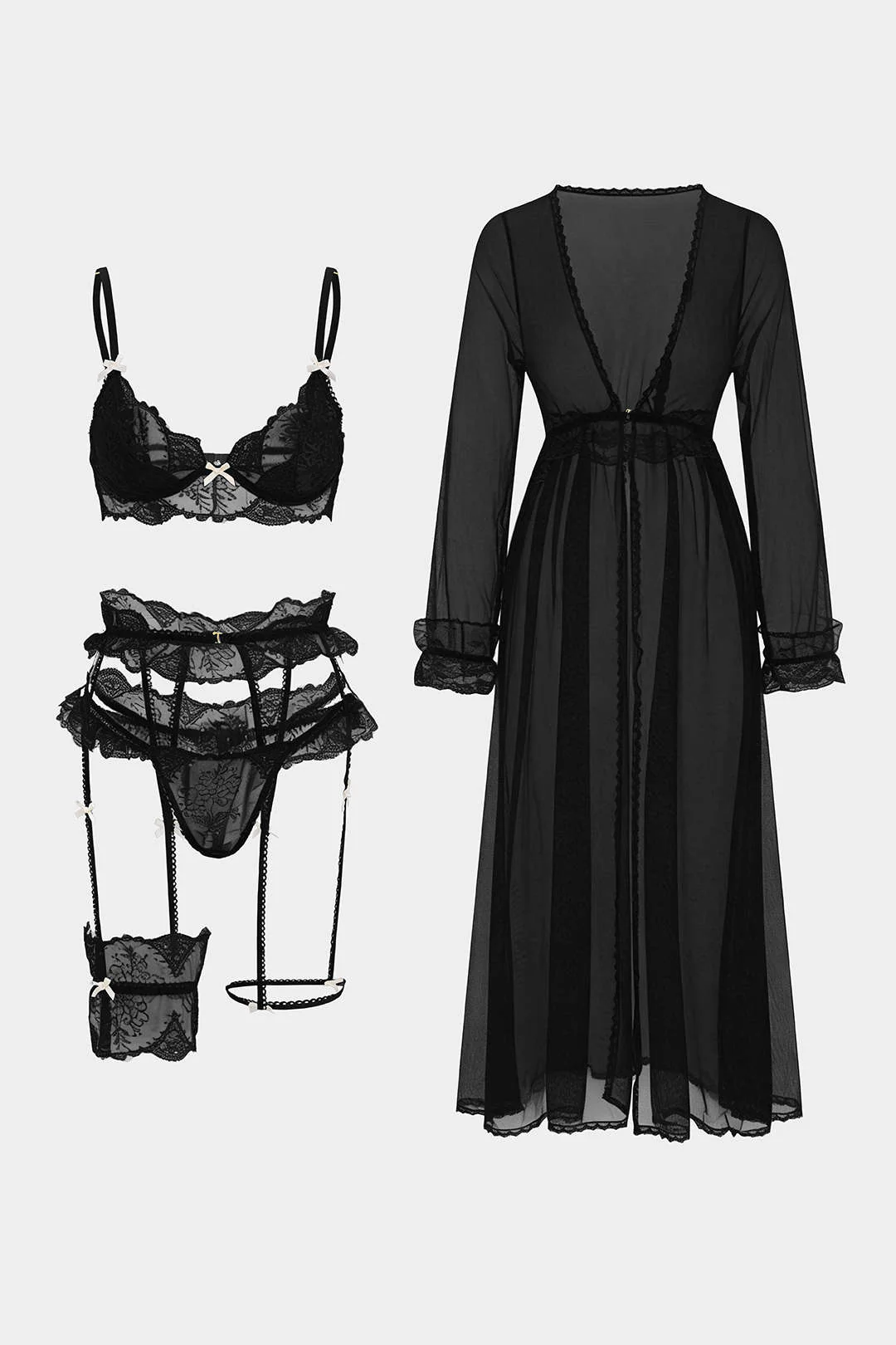 Lace Belted Slip Lingerie Garter Set - Image 12