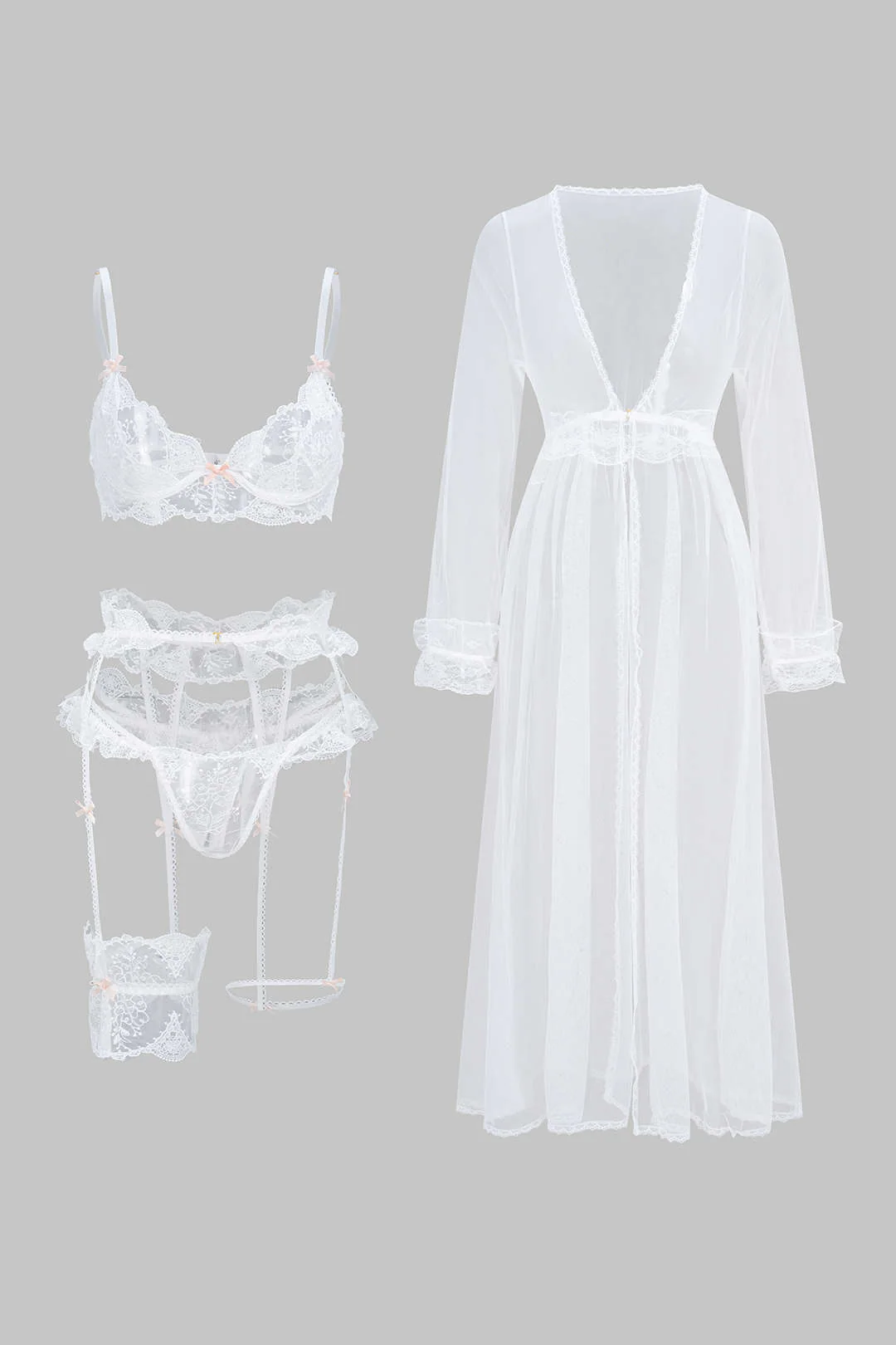 Lace Belted Slip Lingerie Garter Set - Image 6