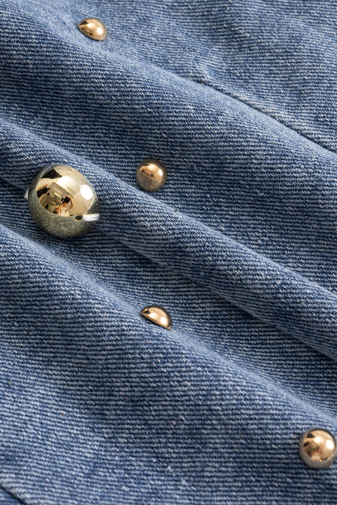 Denim Metallic Rivet Puff Sleeve Outerwear - Image 4