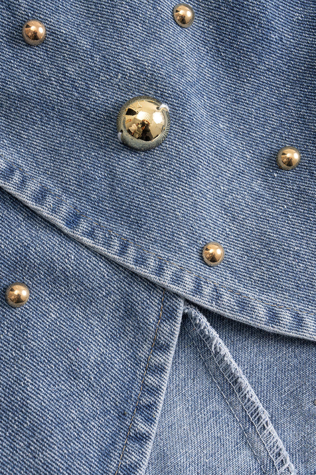 Denim Metallic Rivet Puff Sleeve Outerwear - Image 5