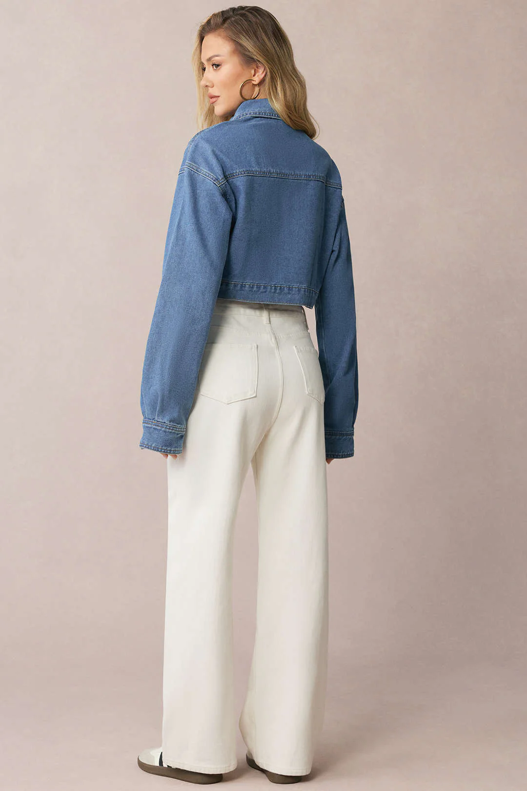 Denim  Asymmetrical Zipper Long-Sleeve Top - Image 6