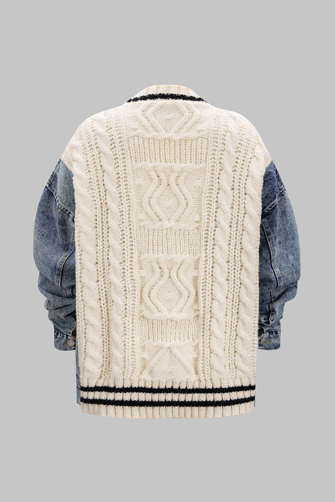 Denim Patchwork Knit Outerwear - Image 2