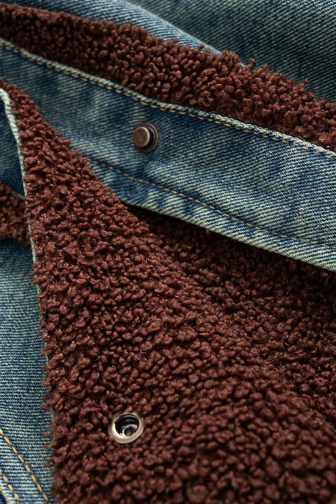 Denim Patchwork Button Fake Pockets Outerwear - Image 3