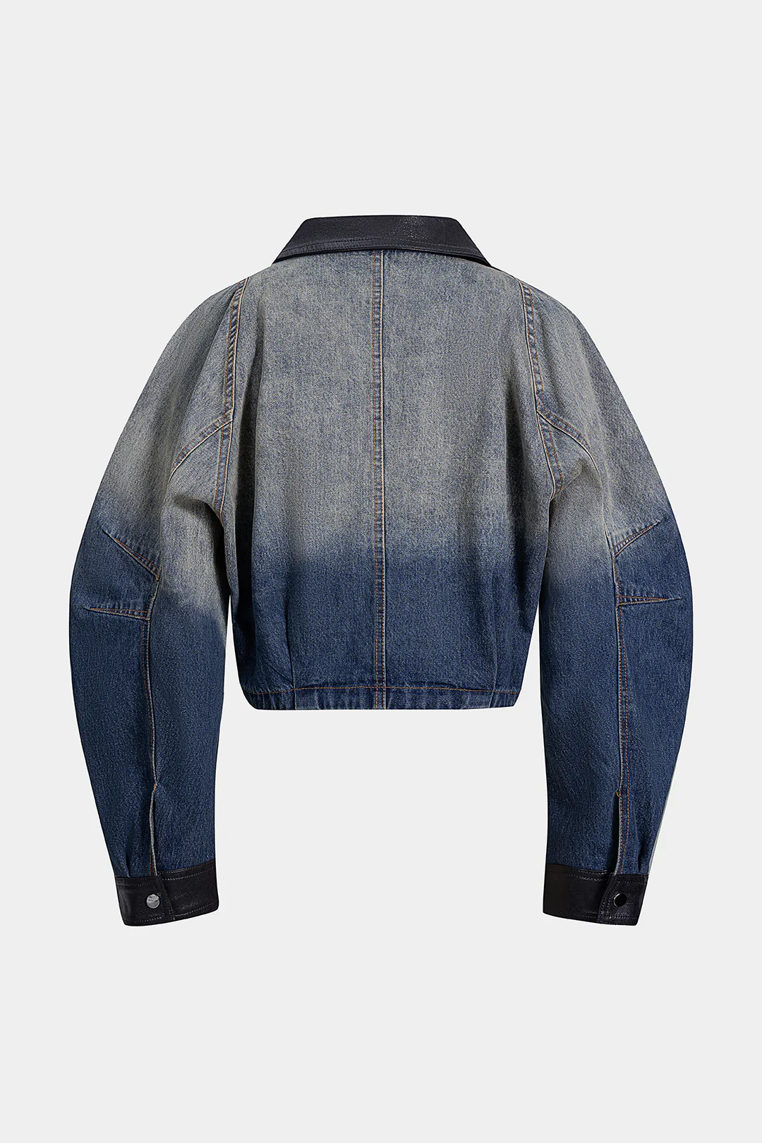 Denim Faux Leather Patchwork Outerwear - Image 2