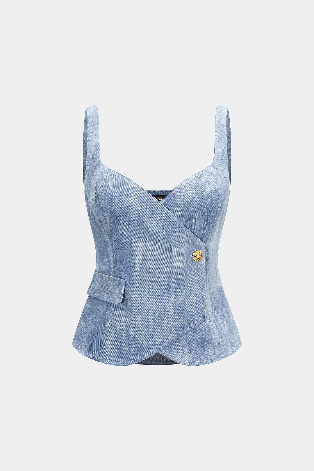 Denim V-Neck Asymmetrical Cami Top